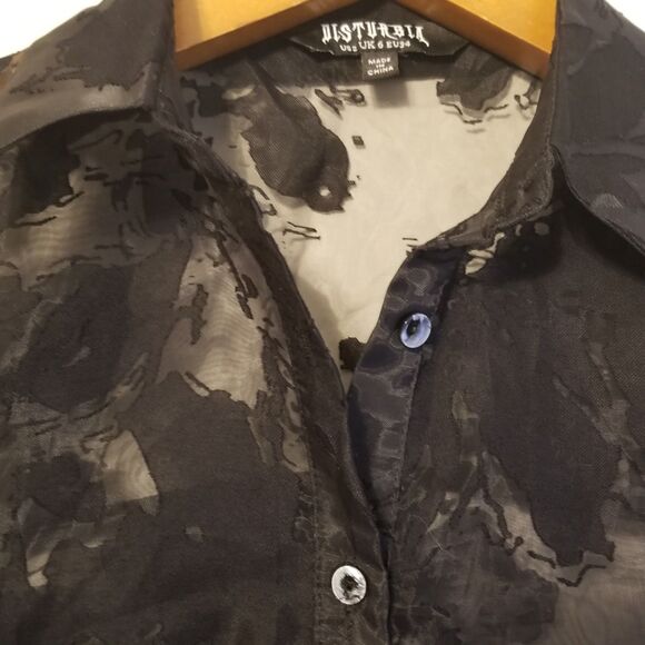 Disturbia Spectre Sheer Loose Fit Blouse Top - Picture 8 of 14